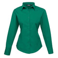 Emerald - Front - Premier Womens-Ladies Poplin Long-Sleeved Blouse