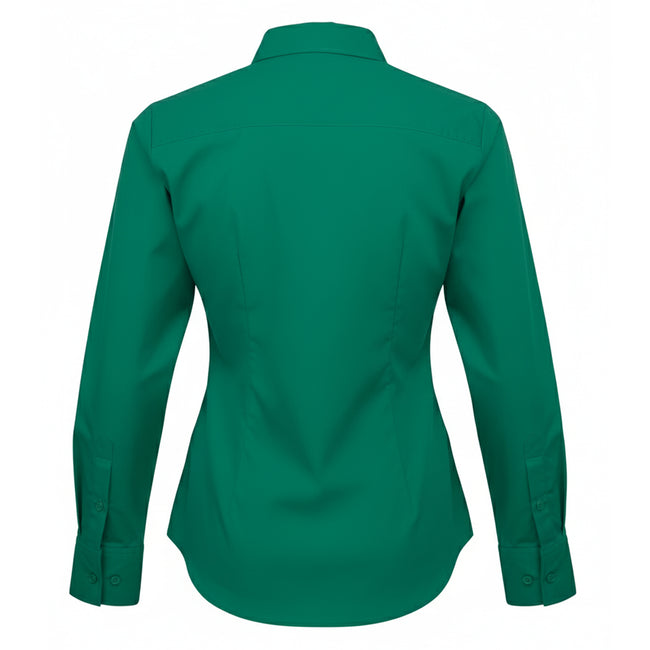 Emerald - Back - Premier Womens-Ladies Poplin Long-Sleeved Blouse