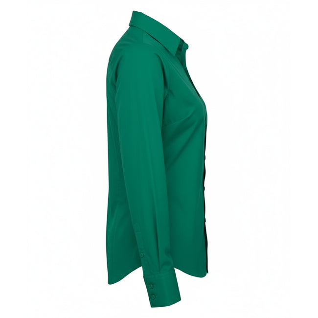 Emerald - Side - Premier Womens-Ladies Poplin Long-Sleeved Blouse