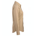 Khaki - Side - Premier Womens-Ladies Poplin Long-Sleeved Blouse