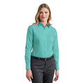 Aqua - Pack Shot - Premier Womens-Ladies Poplin Long-Sleeved Blouse
