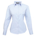 Light Blue - Front - Premier Womens-Ladies Poplin Long-Sleeved Blouse
