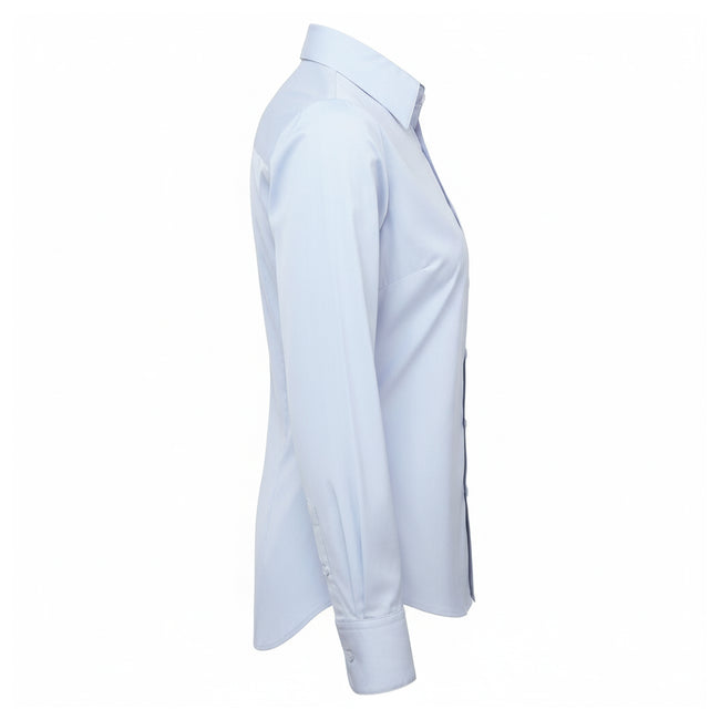 Light Blue - Side - Premier Womens-Ladies Poplin Long-Sleeved Blouse