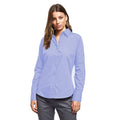 Mid blue - Side - Premier Womens-Ladies Poplin Long Sleeve Blouse - Plain Work Shirt
