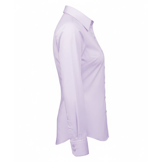Lilac - Side - Premier Womens-Ladies Poplin Long-Sleeved Blouse