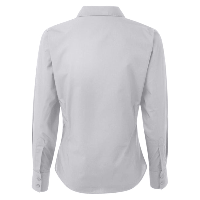 Silver - Back - Premier Womens-Ladies Poplin Long-Sleeved Blouse