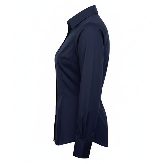 Navy - Lifestyle - Premier Womens-Ladies Poplin Long-Sleeved Blouse