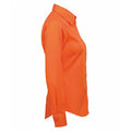 Orange - Side - Premier Womens-Ladies Poplin Long-Sleeved Blouse