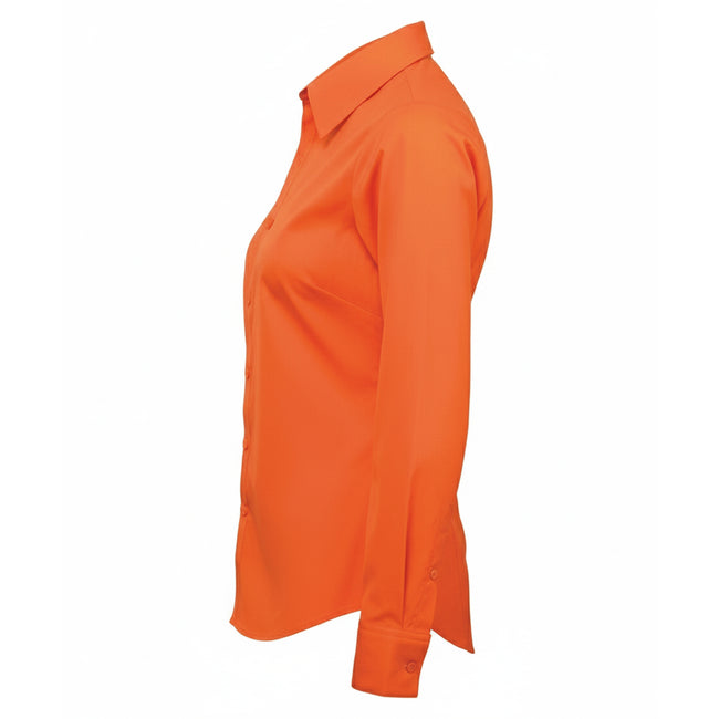 Orange - Lifestyle - Premier Womens-Ladies Poplin Long-Sleeved Blouse