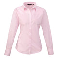 Pink - Front - Premier Womens-Ladies Poplin Long-Sleeved Blouse