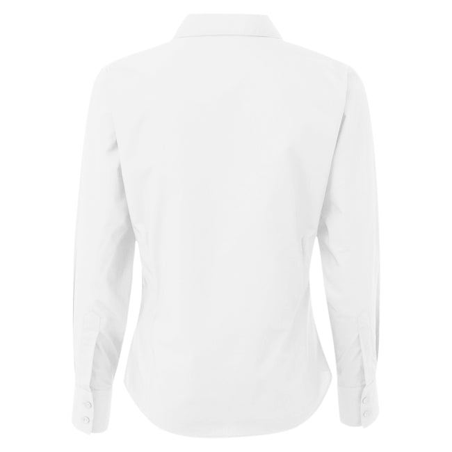White - Back - Premier Womens-Ladies Poplin Long-Sleeved Blouse
