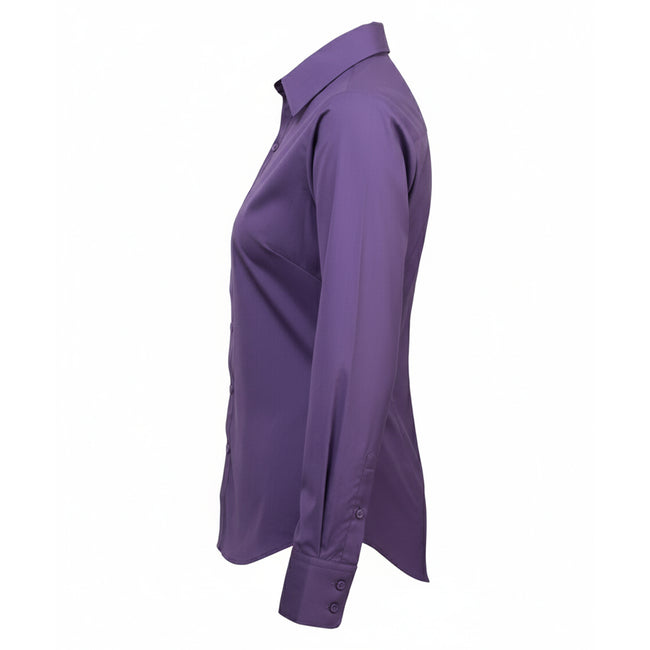 Purple - Lifestyle - Premier Womens-Ladies Poplin Long-Sleeved Blouse
