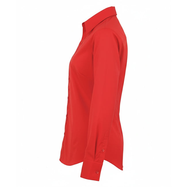 Red - Lifestyle - Premier Womens-Ladies Poplin Long-Sleeved Blouse