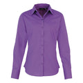 Rich Violet - Front - Premier Womens-Ladies Poplin Long-Sleeved Blouse