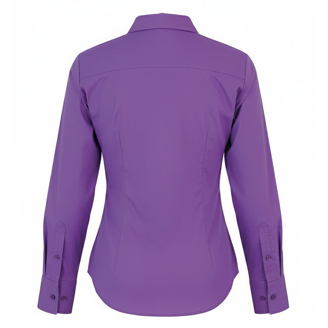 Rich Violet - Back - Premier Womens-Ladies Poplin Long-Sleeved Blouse
