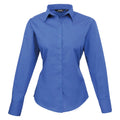 Royal - Front - Premier Womens-Ladies Poplin Long-Sleeved Blouse