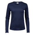 Navy - Front - Tee Jays Womens-Ladies Interlock Long-Sleeved T-Shirt