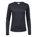 Dark Grey - Front - Tee Jays Womens-Ladies Interlock Long-Sleeved T-Shirt