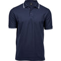 Navy-White - Front - Tee Jays Mens Luxury Stripe Polo Shirt