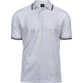 White-Navy - Front - Tee Jays Mens Luxury Stripe Polo Shirt