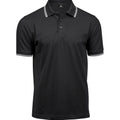 Black-White - Front - Tee Jays Mens Luxury Stripe Polo Shirt