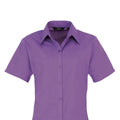 Rich Violet - Back - Premier Short Sleeve Poplin Blouse - Plain Work Shirt