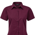 Aubergine - Back - Premier Short Sleeve Poplin Blouse - Plain Work Shirt