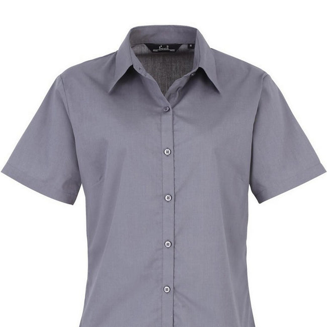 Steel - Back - Premier Short Sleeve Poplin Blouse - Plain Work Shirt