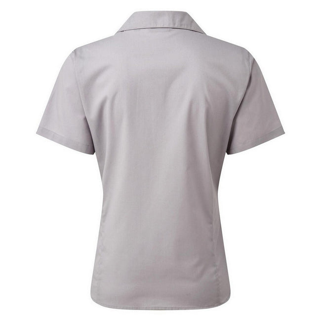 Silver - Back - Premier Short Sleeve Poplin Blouse - Plain Work Shirt