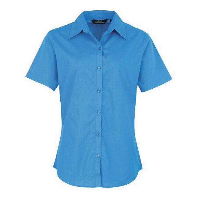 Sapphire - Front - Premier Short Sleeve Poplin Blouse - Plain Work Shirt