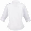 White - Back - Premier Womens-Ladies Poplin 3-4 Sleeve Blouse