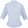 Light Blue - Back - Premier Womens-Ladies Poplin 3-4 Sleeve Blouse