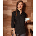 Black - Back - Premier Womens-Ladies Poplin 3-4 Sleeve Blouse
