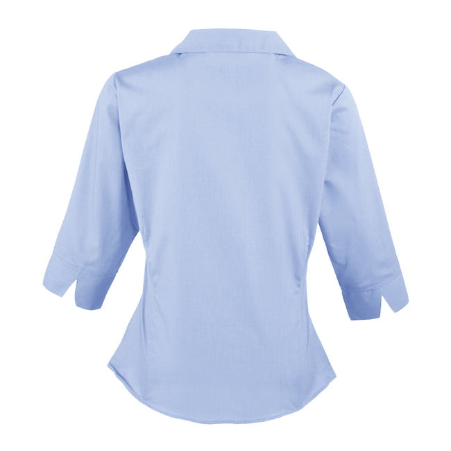 Mid Blue - Back - Premier Womens-Ladies Poplin 3-4 Sleeve Blouse