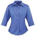 Royal - Front - Premier Womens-Ladies Poplin 3-4 Sleeve Blouse