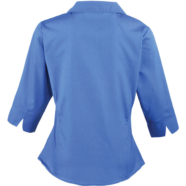 Royal - Back - Premier Womens-Ladies Poplin 3-4 Sleeve Blouse