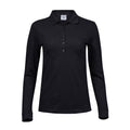 Black - Front - Tee Jays Womens-Ladies Stretch Long-Sleeved Polo Shirt