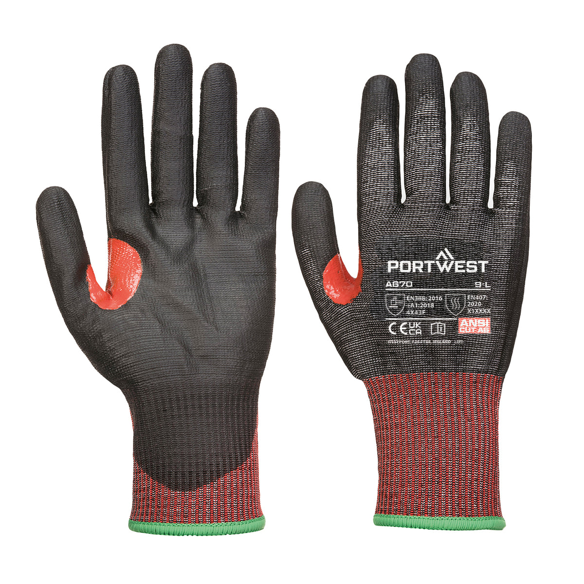 Black - Side - Portwest Unisex Adult A670 Cut Resistant Gloves