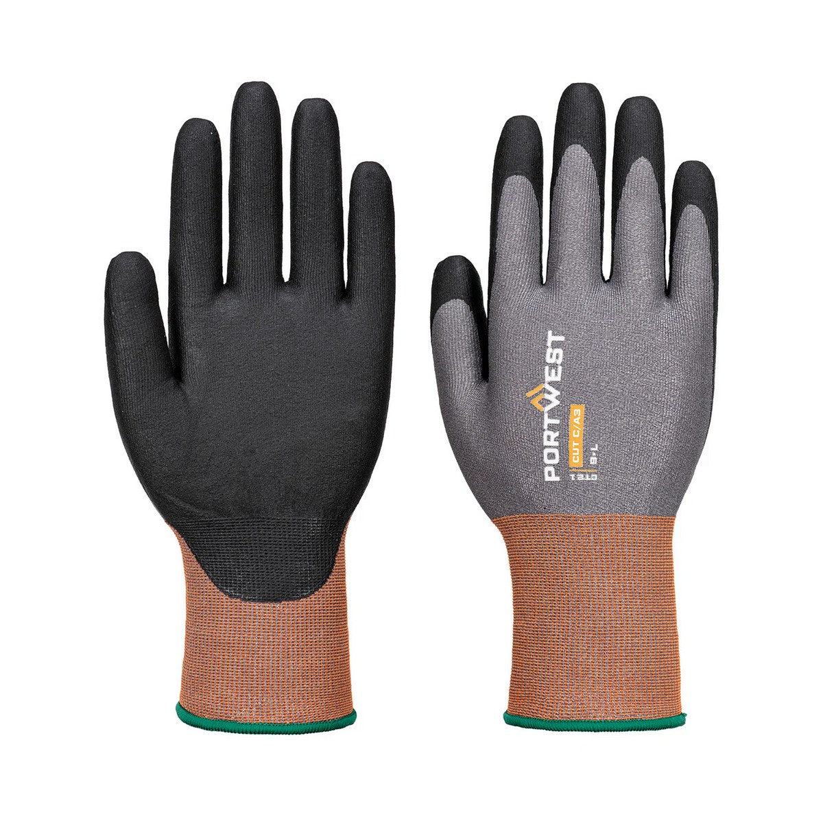 Grey-Black - Side - Portwest Unisex Adult CT21 - CT Cut C Nitrile Gloves