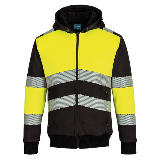 Yellow-Black - Front - Portwest Mens PW3 Class 1 High-Vis Full Zip Hoodie