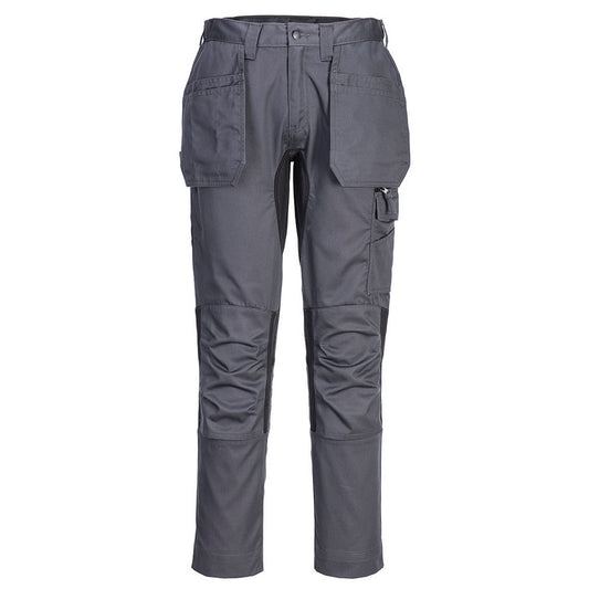 Metal Grey - Front - Portwest Mens Stretch Holster Pocket Slim Work Trousers