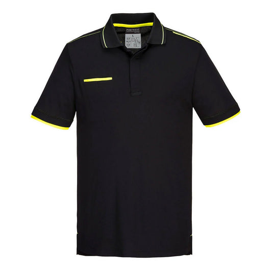 Black - Front - Portwest Mens WX3 Eco Polo Shirt