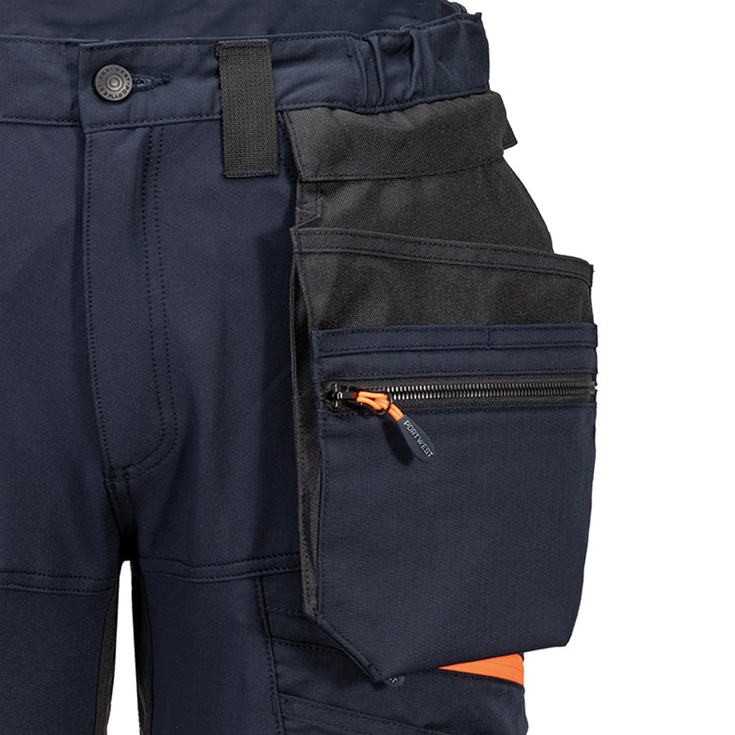 Navy - Back - Portwest Mens DX444 Detachable Holster Pocket Work Shorts