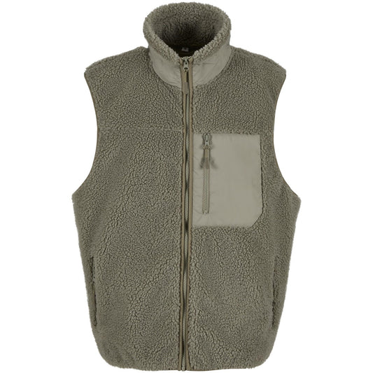 Pale Olive - Front - Build Your Brand Mens Bonded Sherpa Gilet