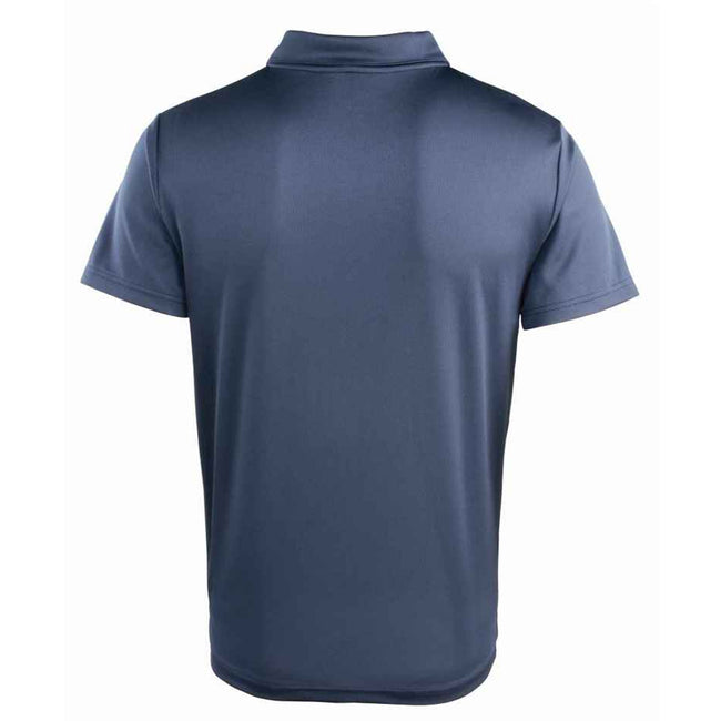 Navy - Back - Premier Unisex Coolchecker Studded Plain Polo Shirt
