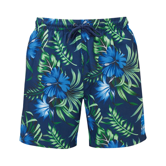 Navy-Blue - Front - Wombat Mens Floral Swim Shorts