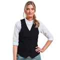 Black - Back - Premier Womens-Ladies Lined Polyester Waistcoat - Bar Wear - Catering