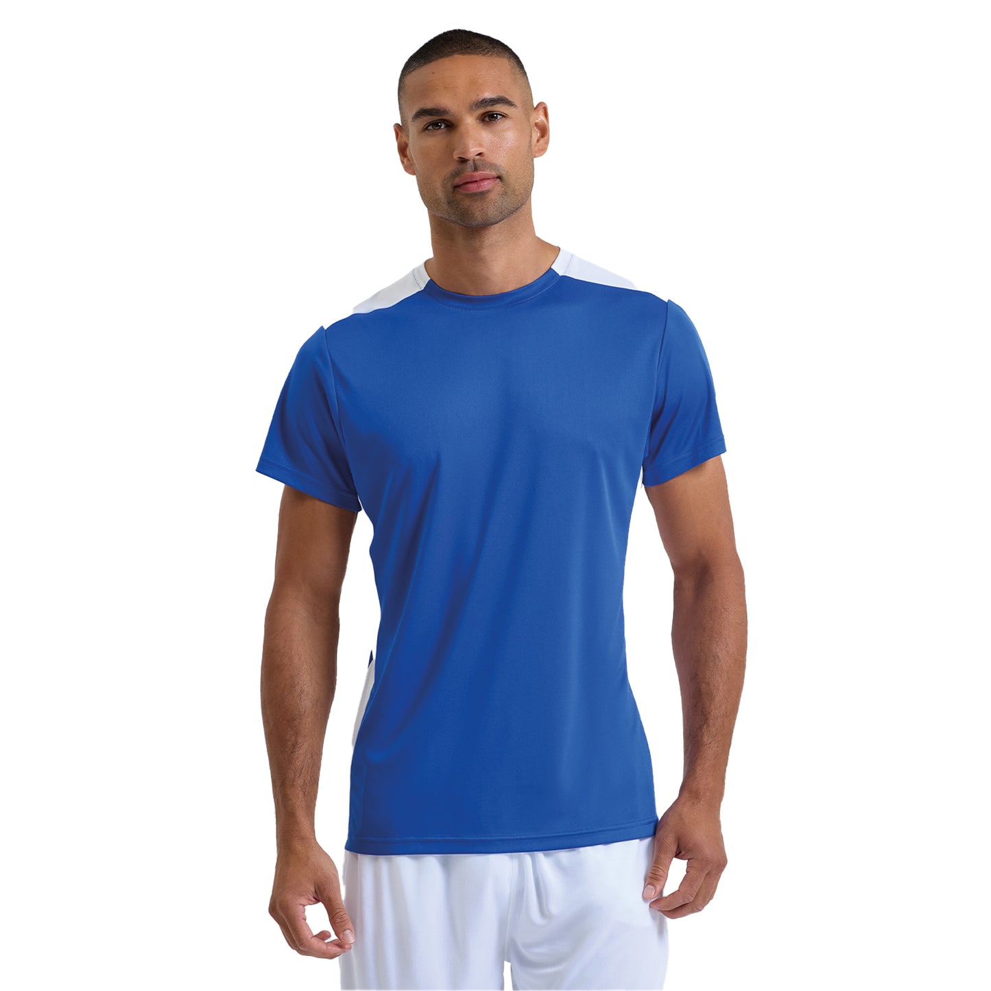 Royal Blue-White - Side - TriDri Unisex Adult Performance Contrast T-Shirt
