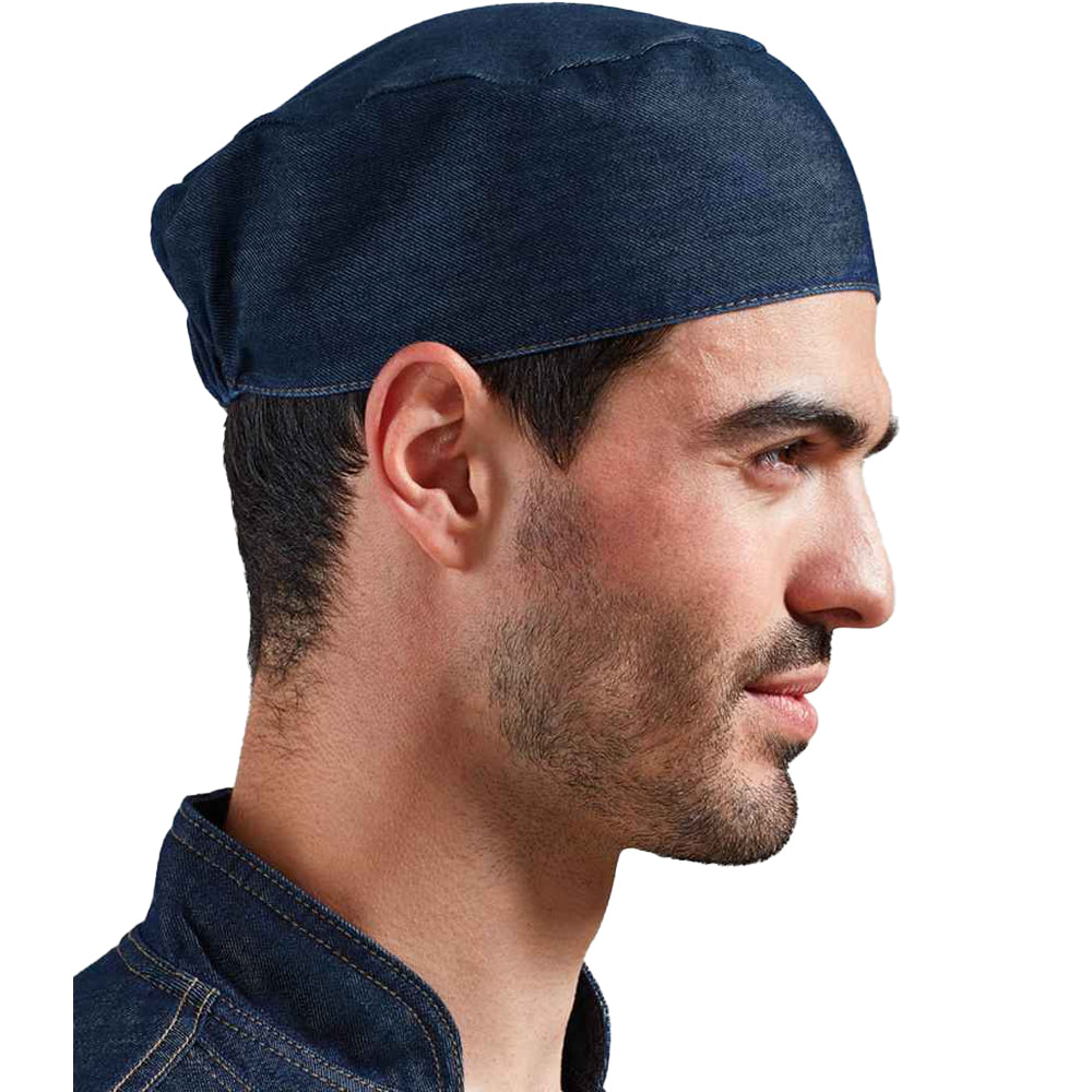 Indigo Denim - Side - Premier Unisex Chefs Skull Cap