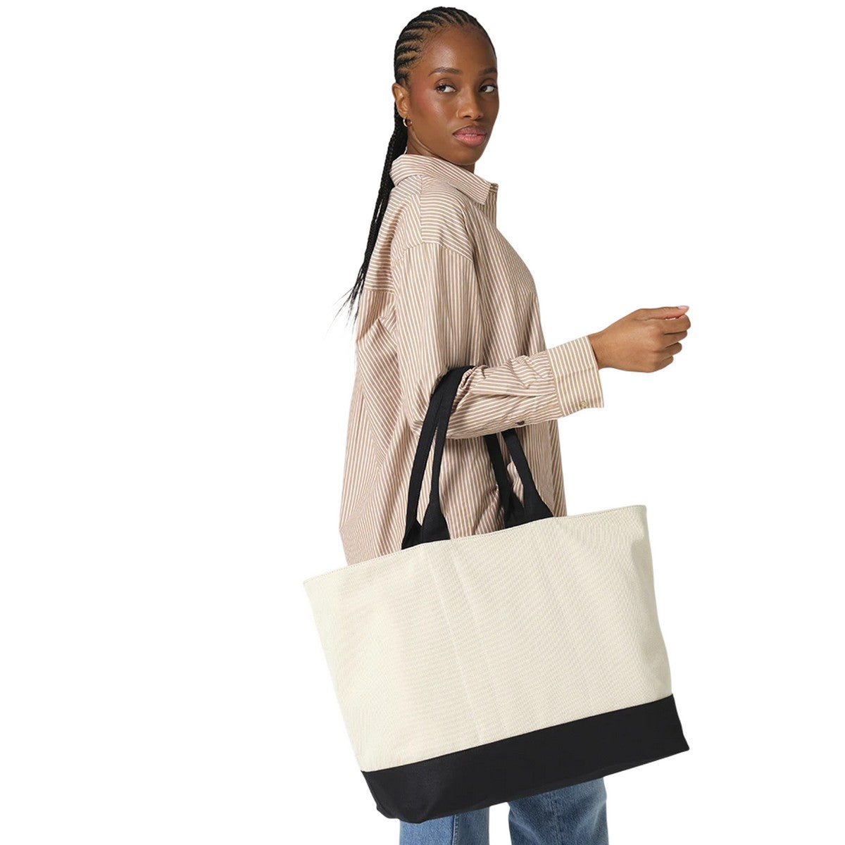 Natural-Black - Back - Quadra Puerto Weekender Tote Bag